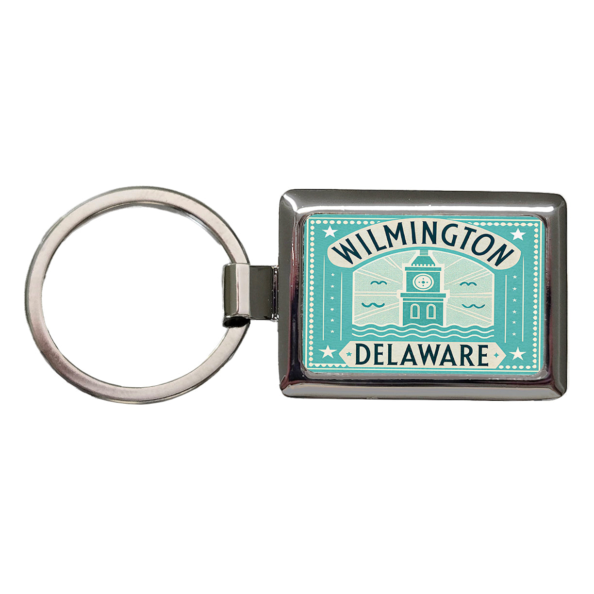 Wilmington DE Delaware Travel Vacation Stamp Rectangle Metal Keychain