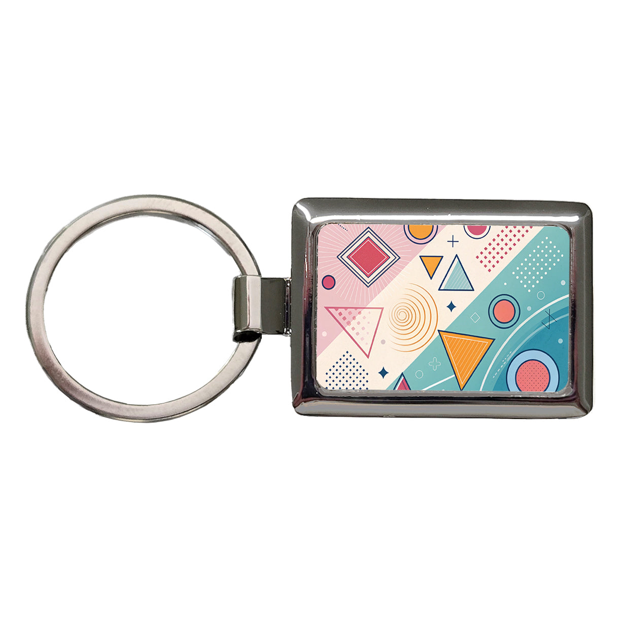 Abstract Geometric Shapes Colorful Rectangle Metal Keychain
