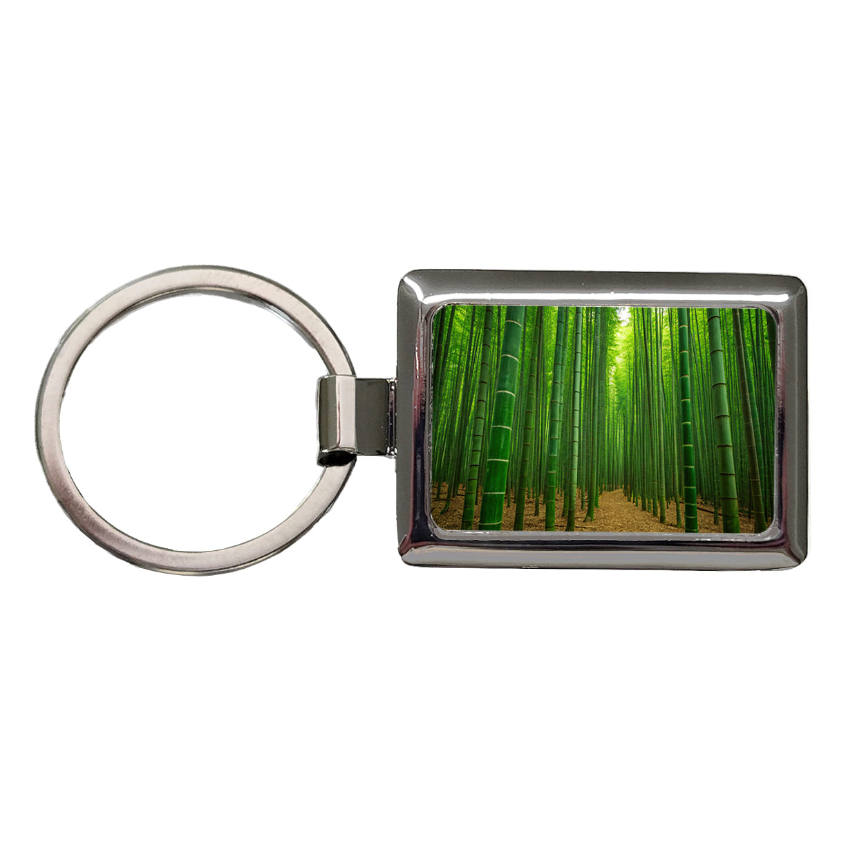 Bamboo Grove Forest Rectangle Metal Keychain