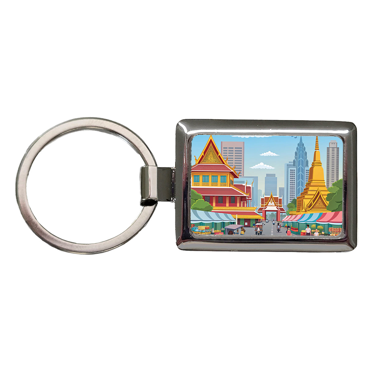 Bangkok Thailand Drawing Rectangle Metal Keychain