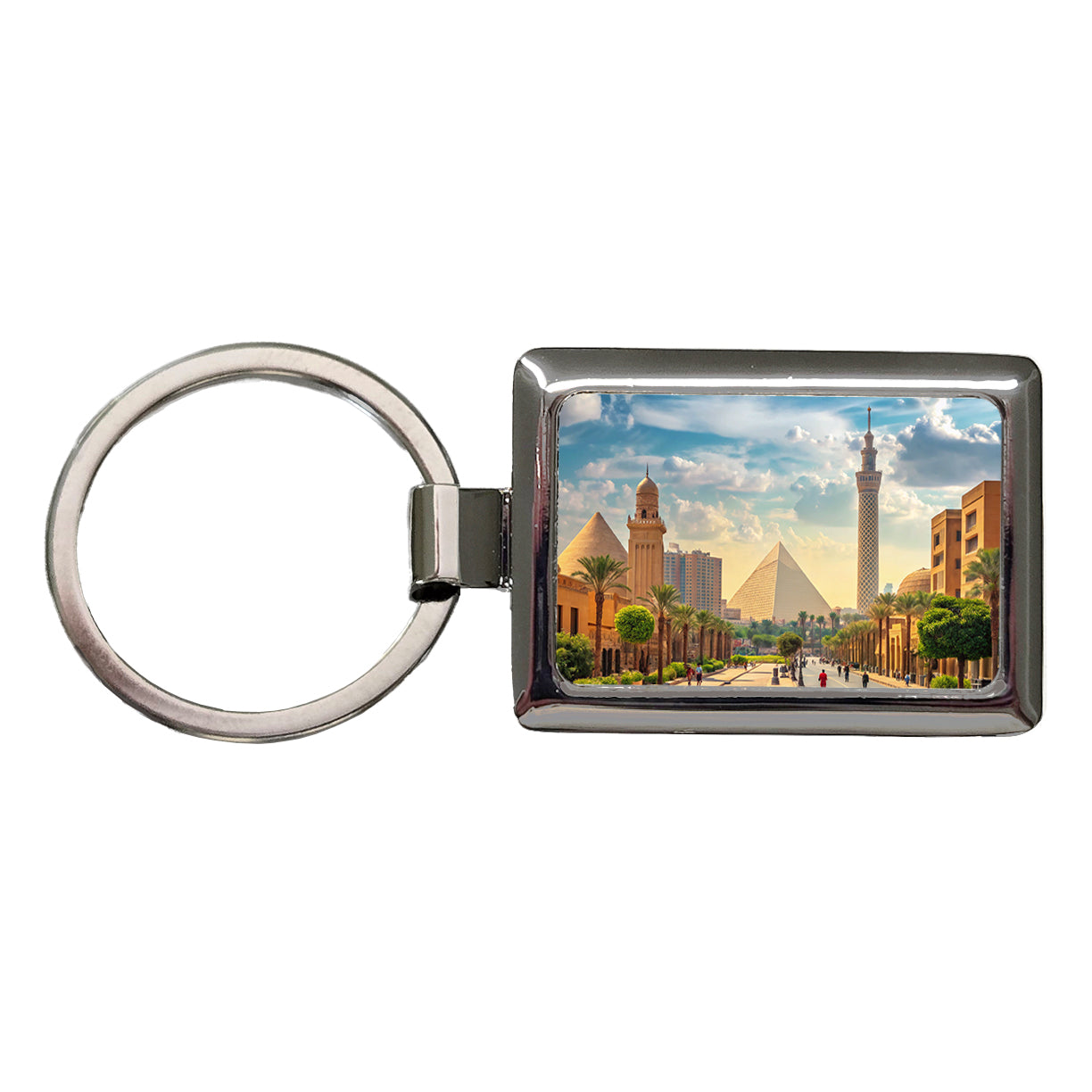 Cairo Egypt Pyramid Street Rectangle Metal Keychain