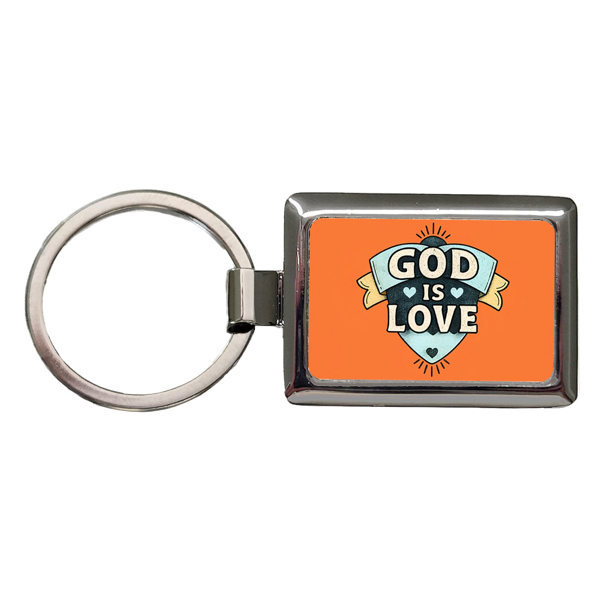 God Is Love Bible Verse Christian Colorful Rectangle Metal Keychain