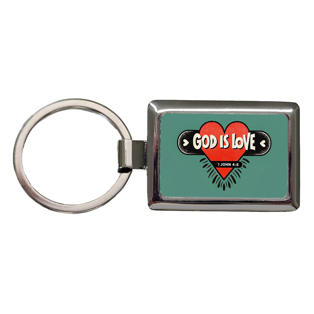 God Is Love Bible Verse Christian Rectangle Metal Keychain