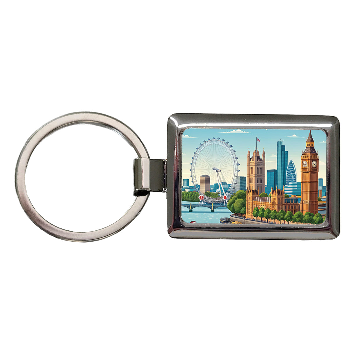 London England Drawing Travel Rectangle Metal Keychain