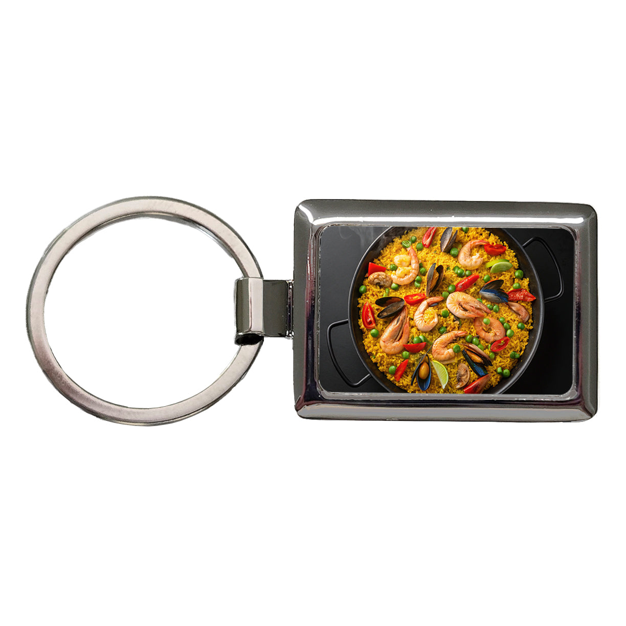 Paella Spanish Rice Dish Rectangle Metal Keychain