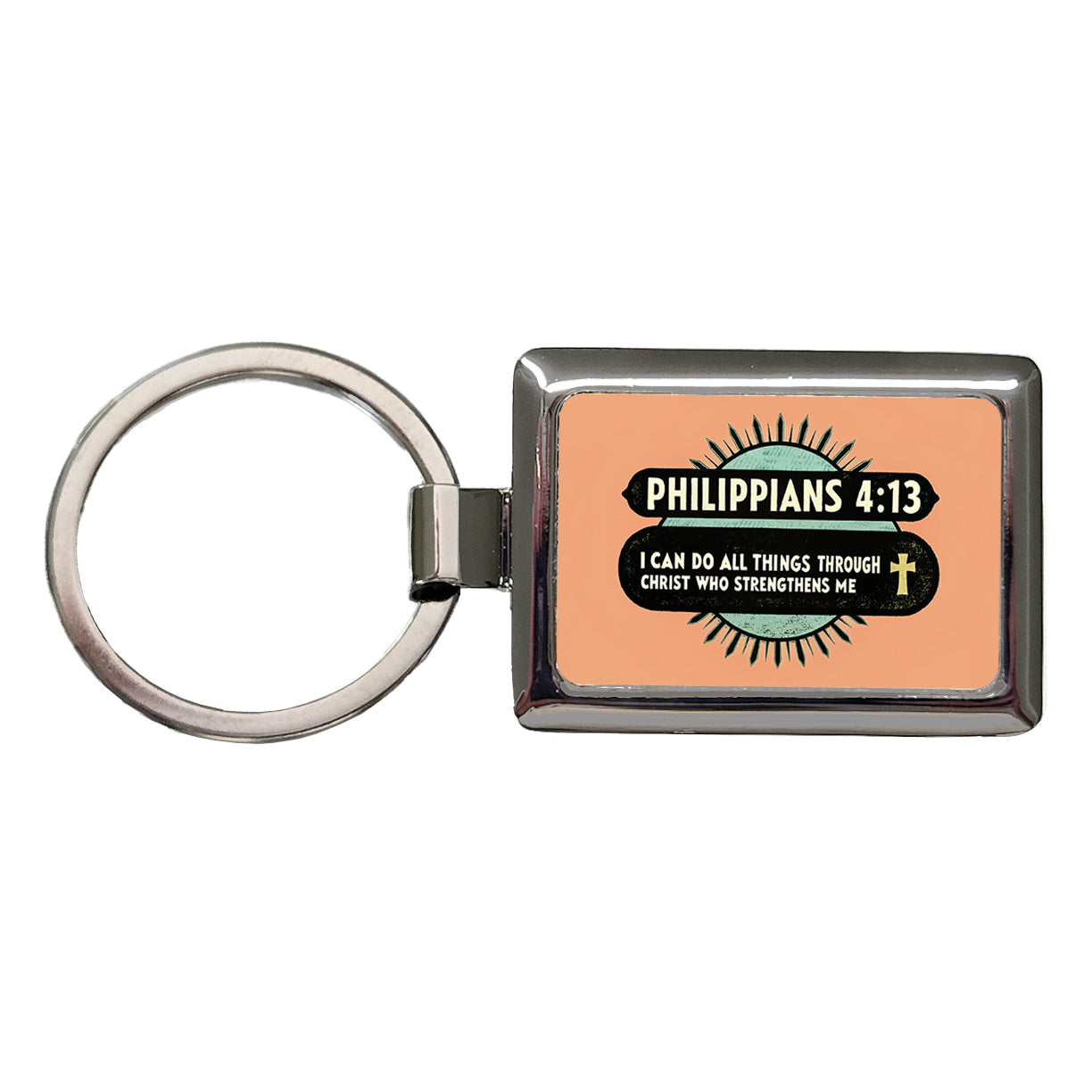 Philippians I Can Do All Things Through Christ Bible Christian Rectangle Metal Keychain