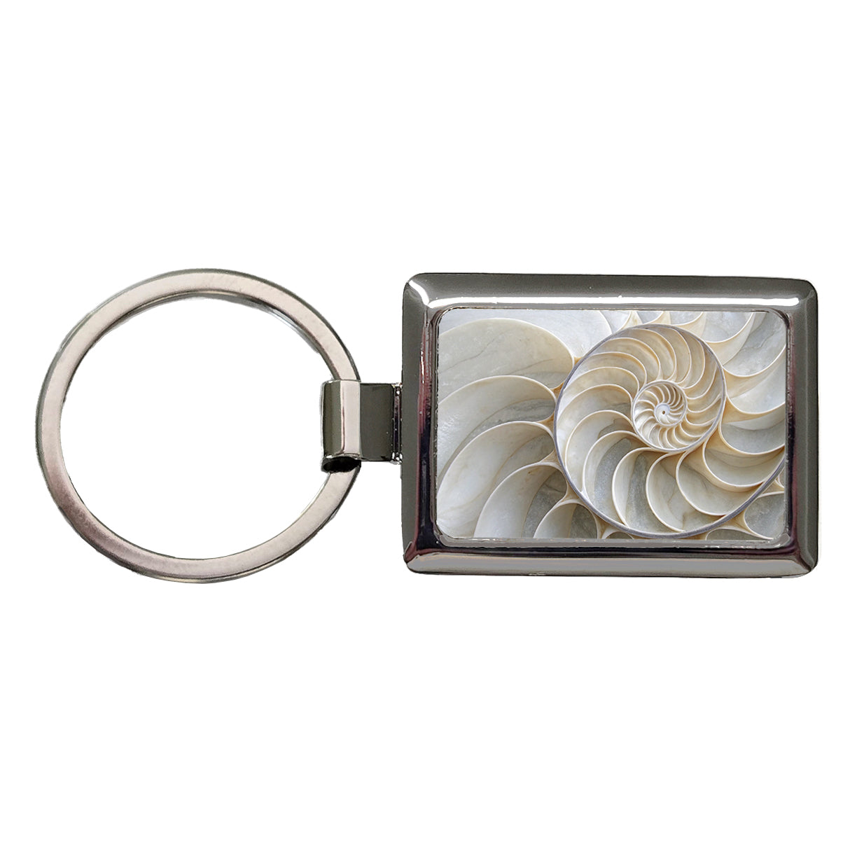 Shell Marble Swirl Rectangle Metal Keychain
