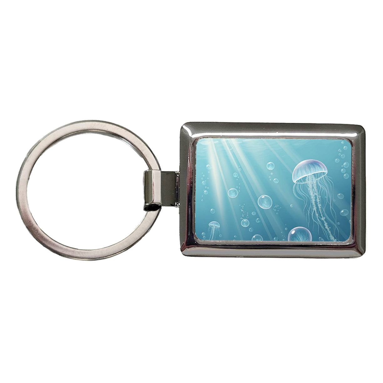 Soft Blue Tones Jellyfish Ocean Sea Rectangle Metal Keychain