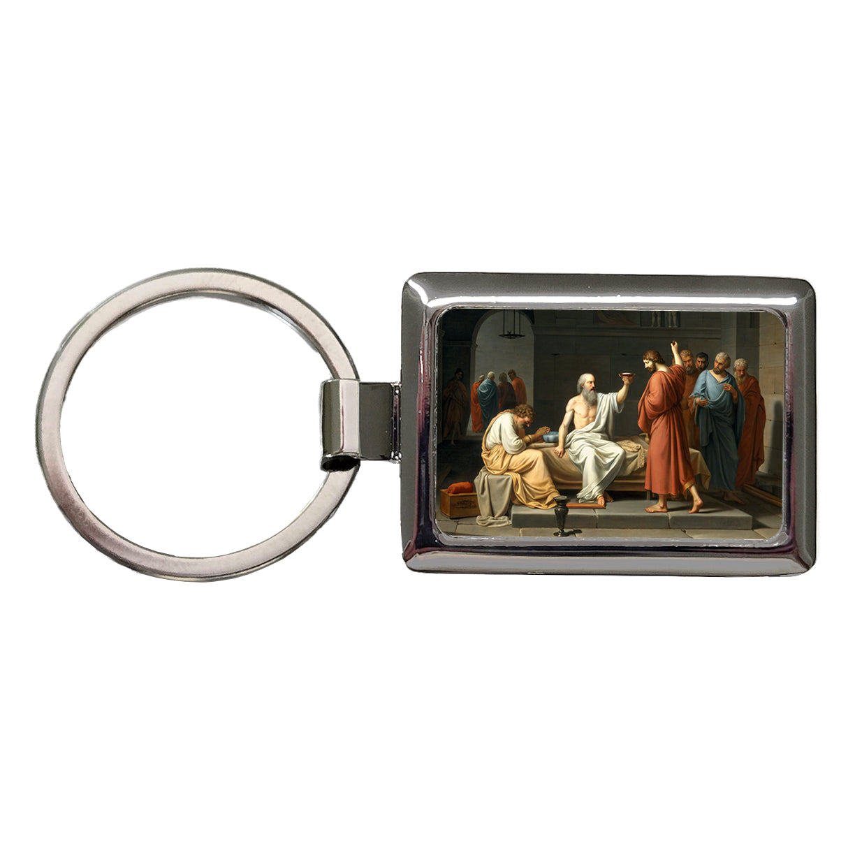 The Death Of Socrates Jacques Louis David Inspired Rectangle Metal Keychain