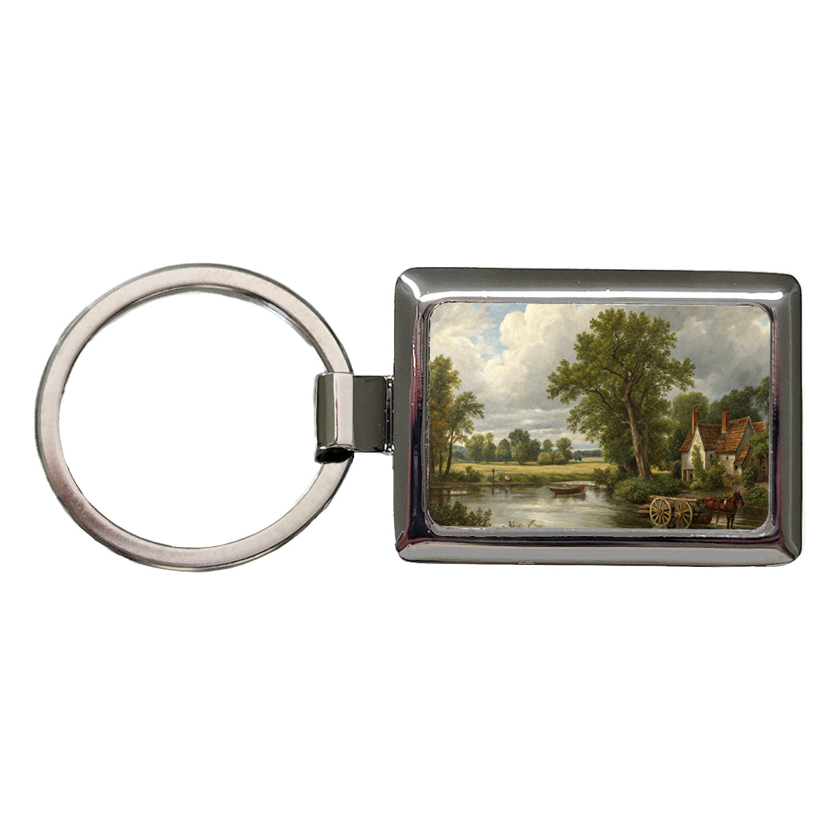 The Hay Wain By John Constable Painting Inspired Rectangle Metal Keychain