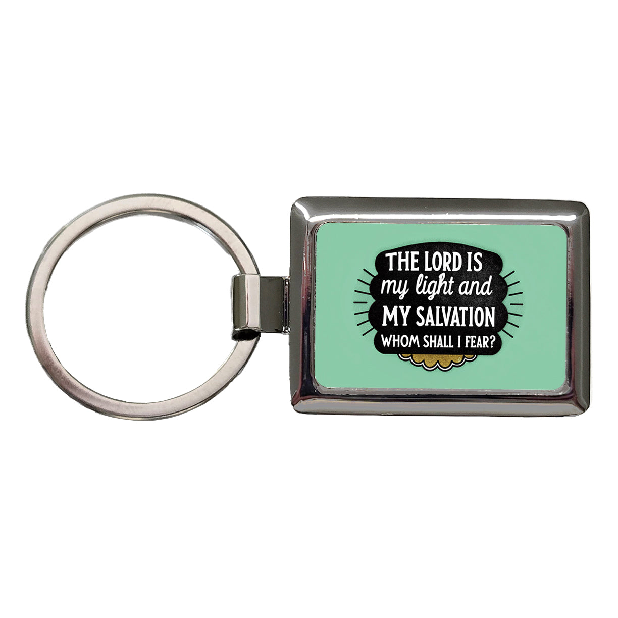 The Lord Is My Light And My Salvation Whom Shall I Fear Bible Rectangle Metal Keychain