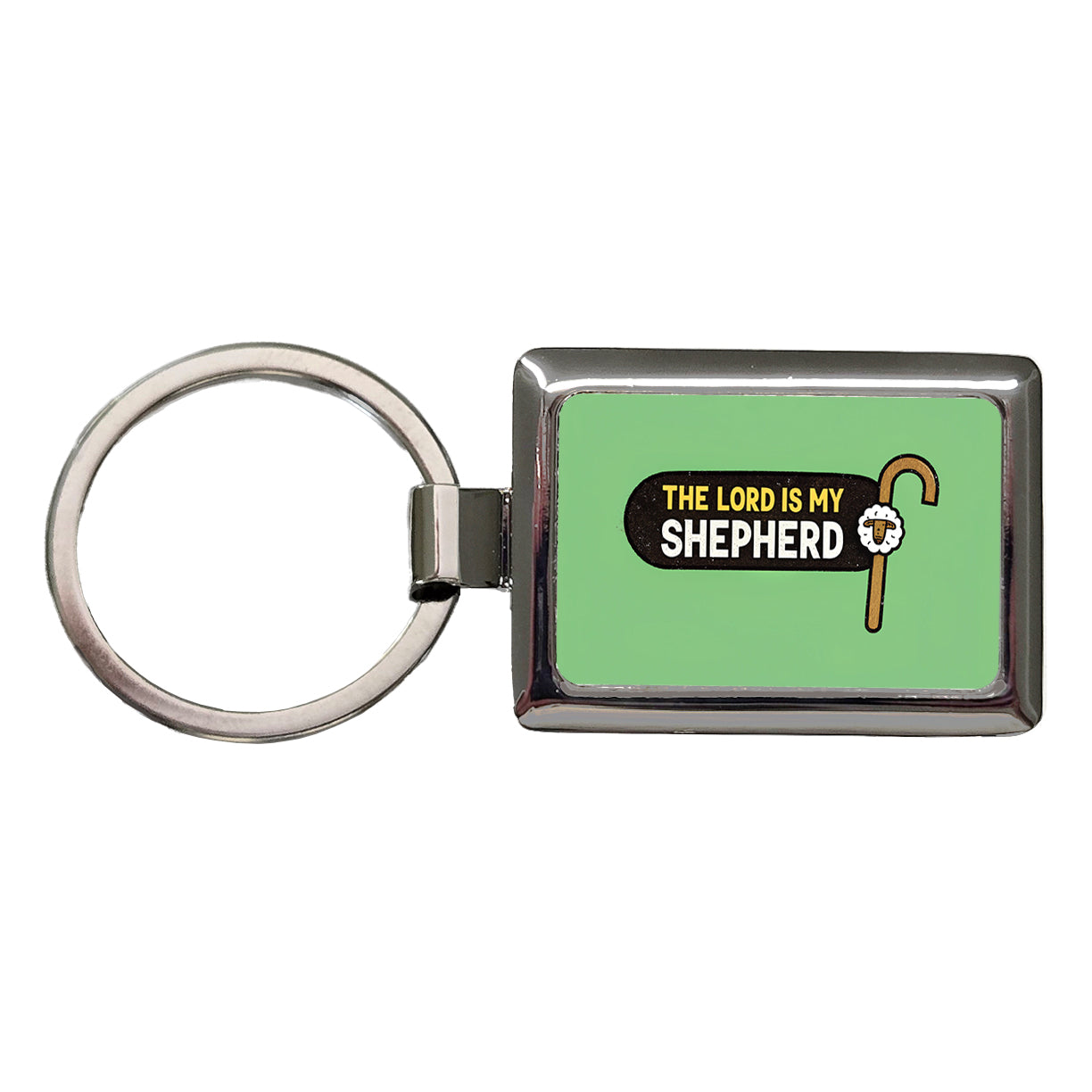 The Lord Is My Shepherd Psalm Bible Verse Rectangle Metal Keychain