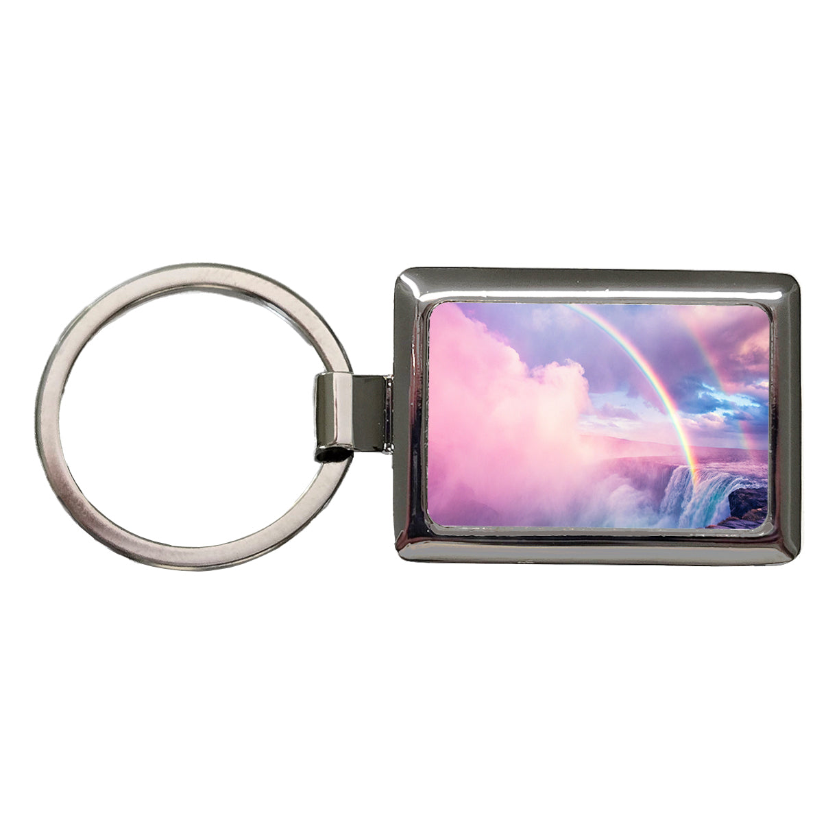 Vapor Rainbow Waterfall Rectangle Metal Keychain