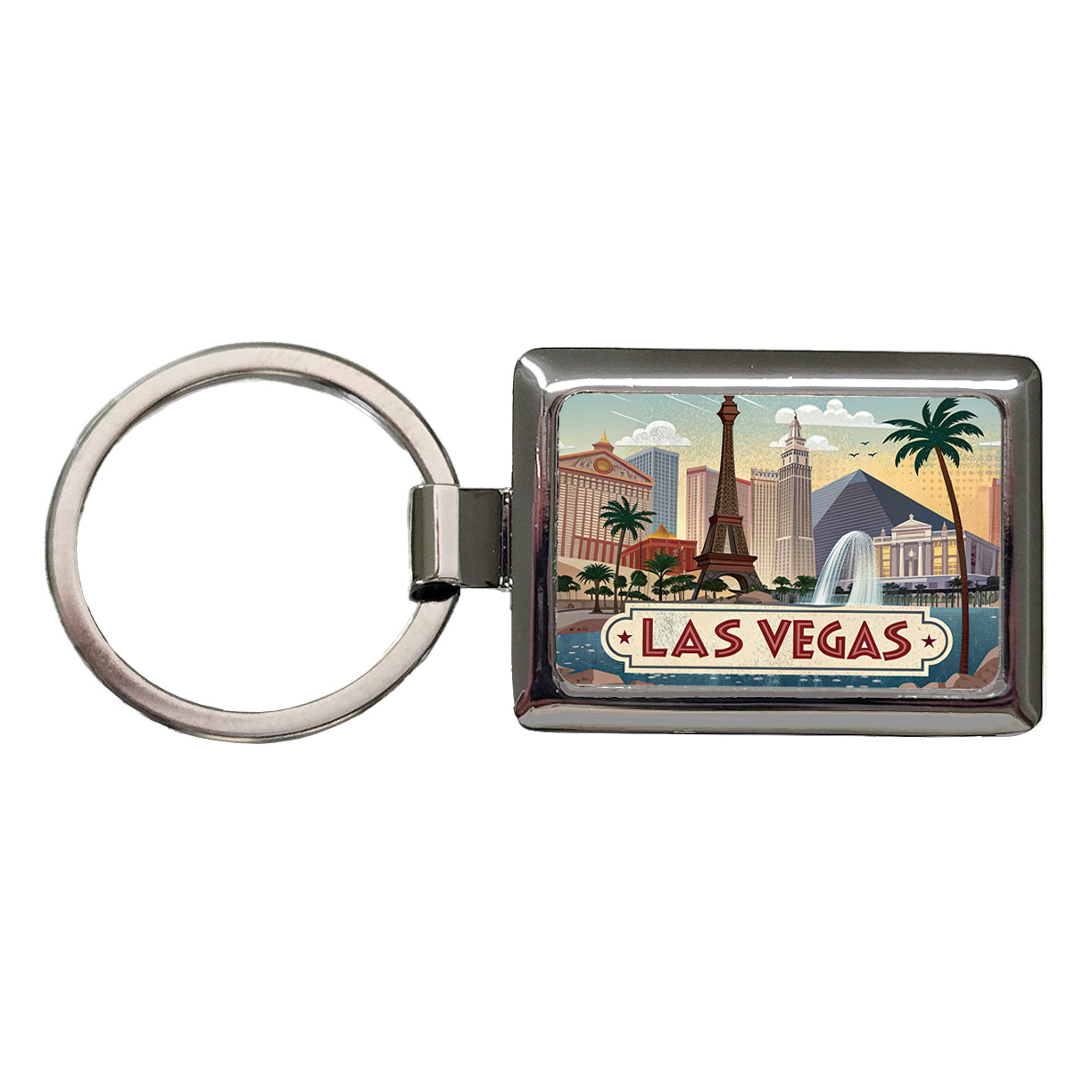 Las Vegas, Nevada NV Travel City State Stamp Rectangle Metal Keychain