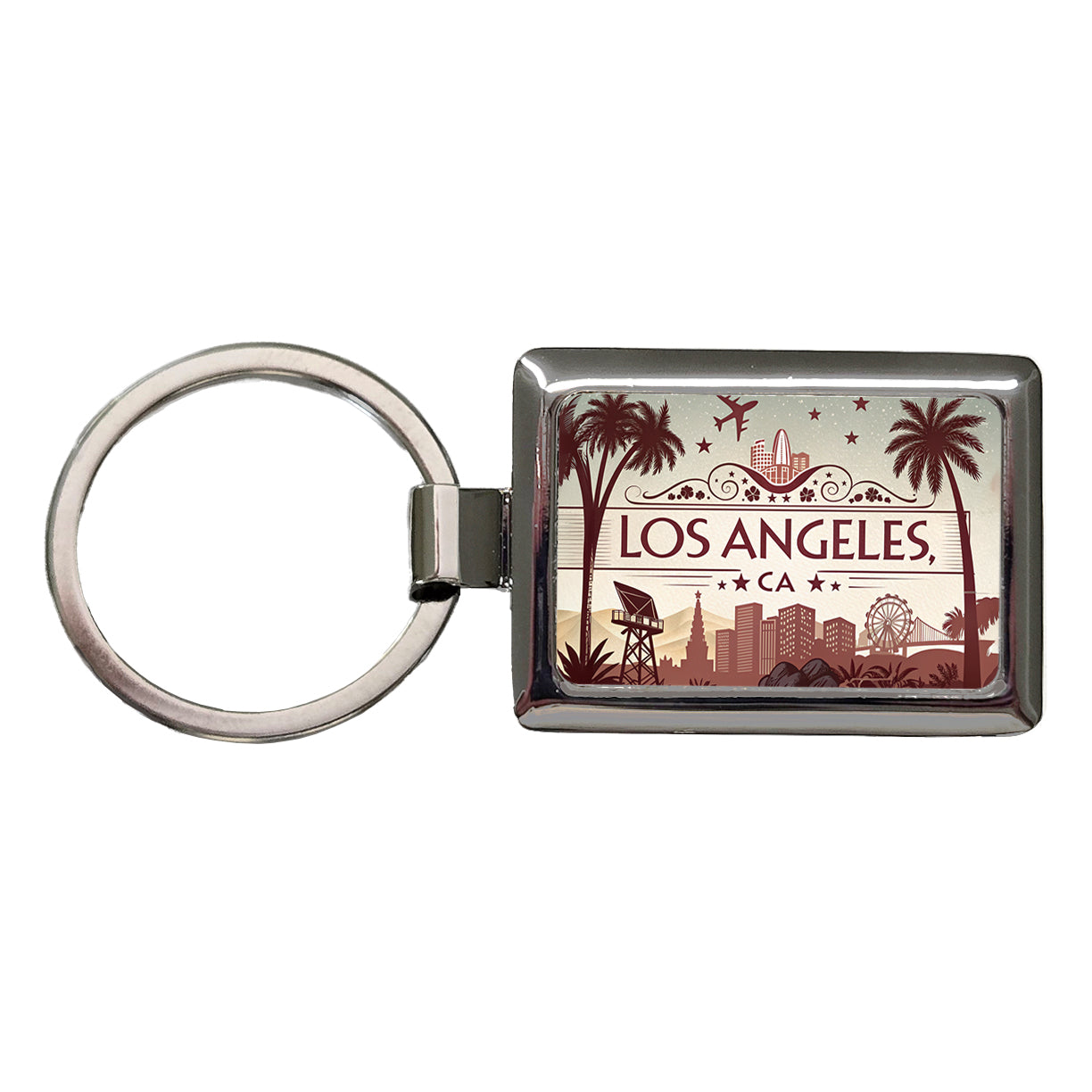 Los Angeles, California CA Travel City State Stamp Rectangle Metal Keychain