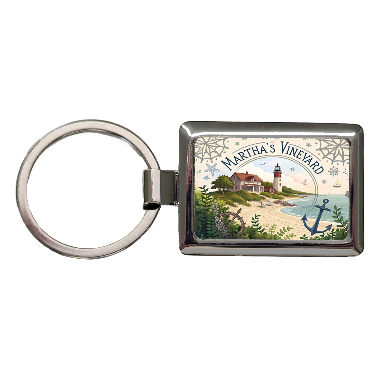 Martha's Vineyard, Massachusetts MA Travel City State Stamp Rectangle Metal Keychain
