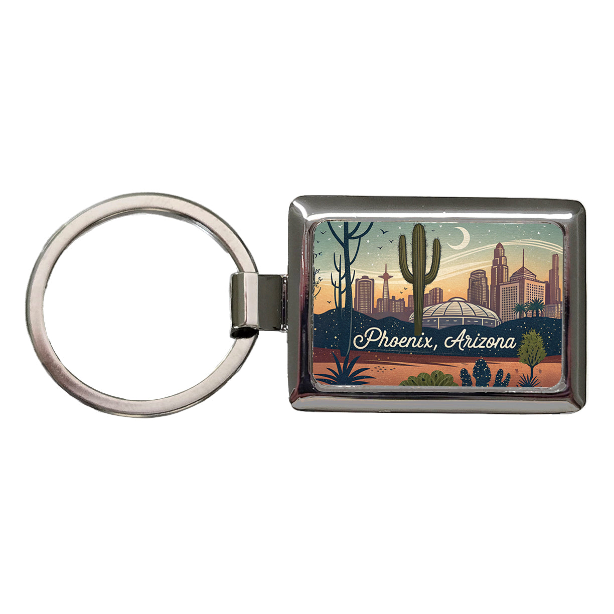 Phoenix, Arizona AZ Travel City State Stamp Rectangle Metal Keychain