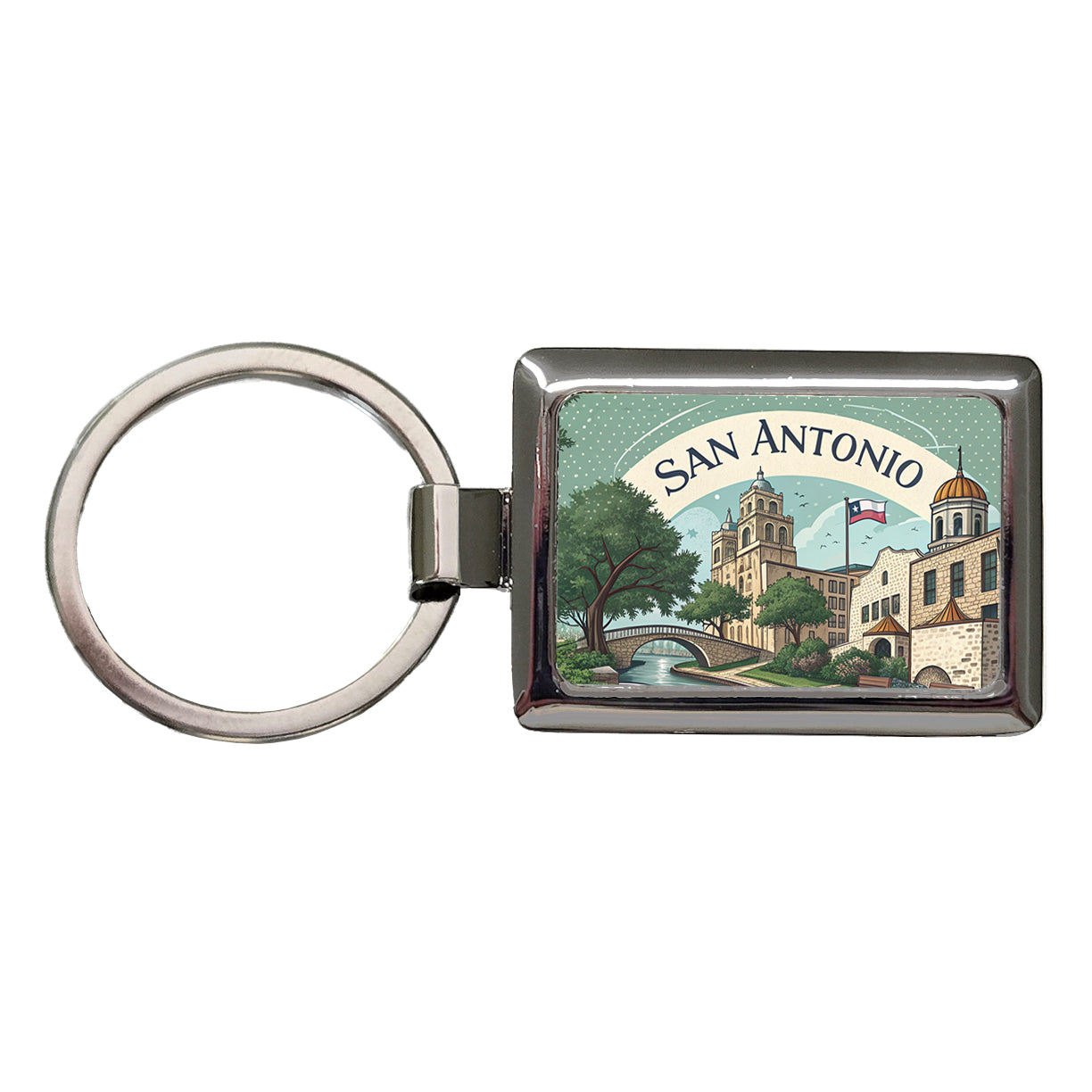San Antonio, Texas TX Travel City State Stamp Rectangle Metal Keychain