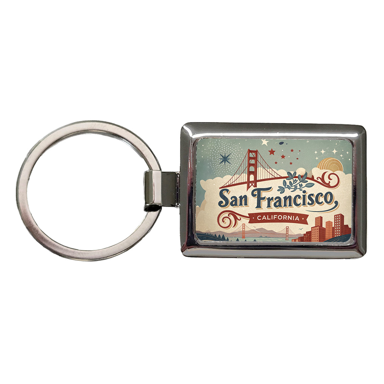 San Francisco, California CA Travel City State Stamp Rectangle Metal Keychain