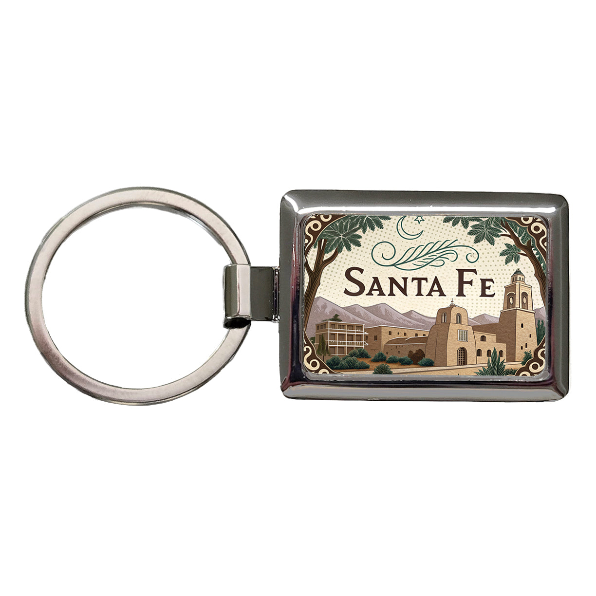 Santa Fe, New Mexico NM Travel City State Stamp Rectangle Metal Keychain