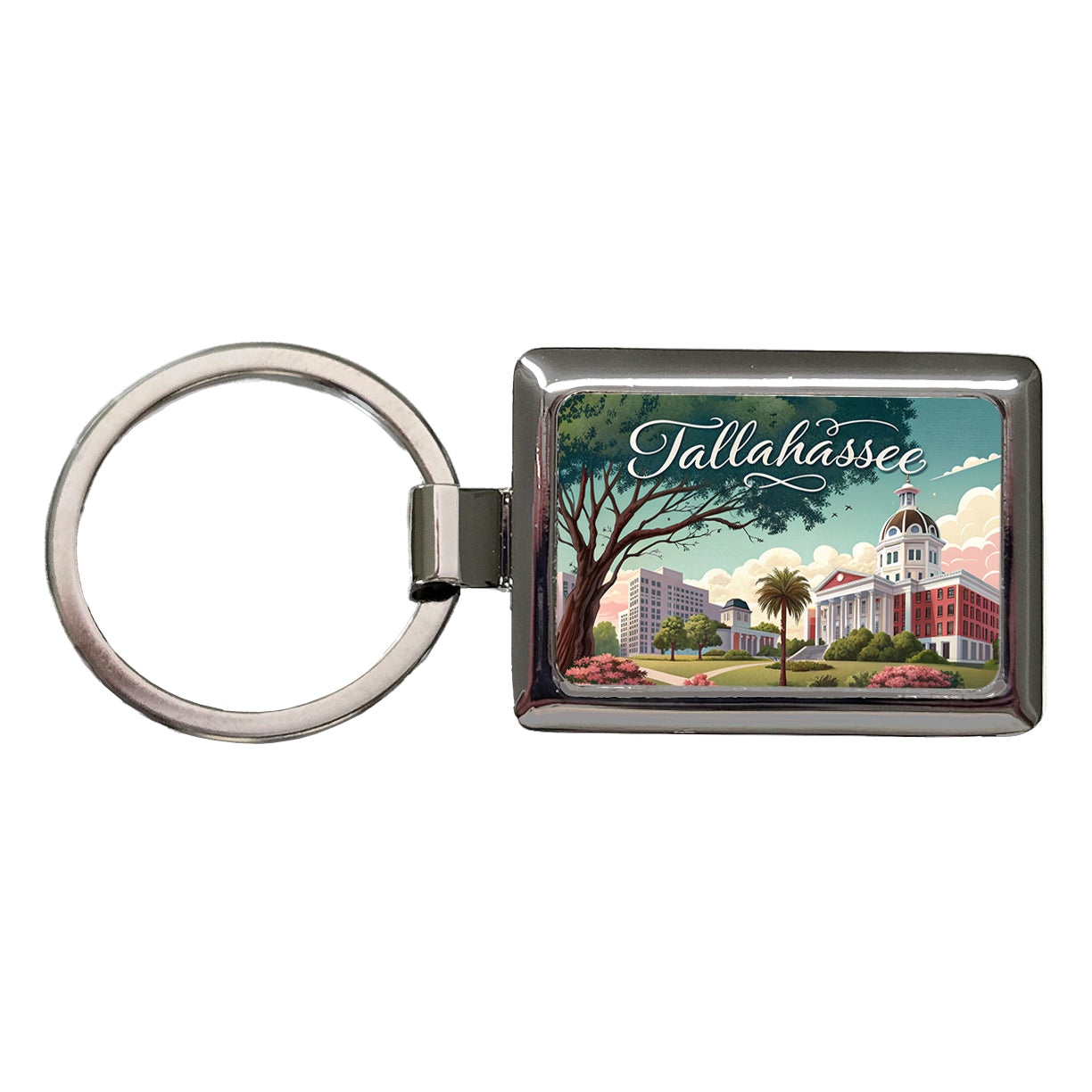 Tallahassee, Florida FL Travel City State Stamp Rectangle Metal Keychain