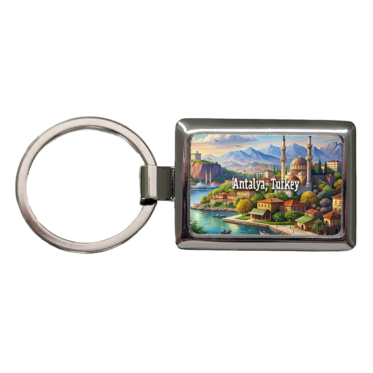 Antalya, Turkey Travel City Country Stamp Rectangle Metal Keychain