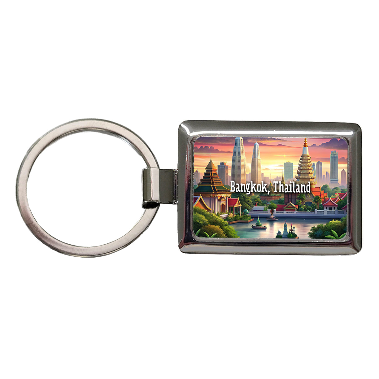 Bangkok, Thailand Travel City Country Stamp Rectangle Metal Keychain