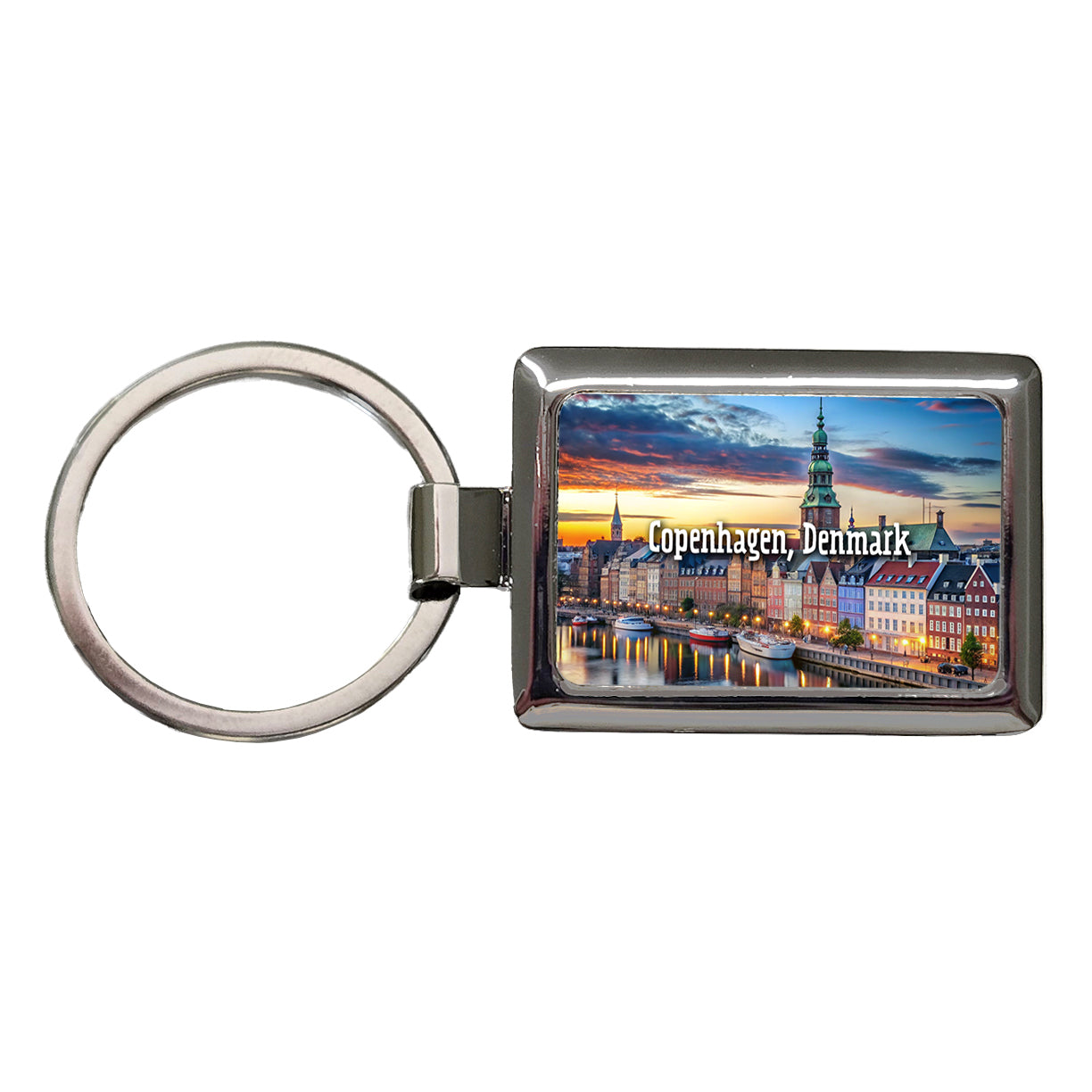 Copenhagen, Denmark Travel City Country Stamp Rectangle Metal Keychain