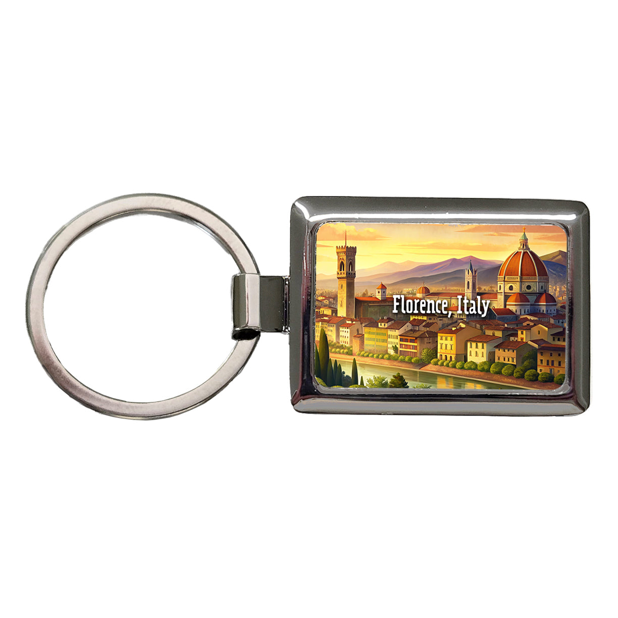 Florence, Italy Travel City Country Stamp Rectangle Metal Keychain