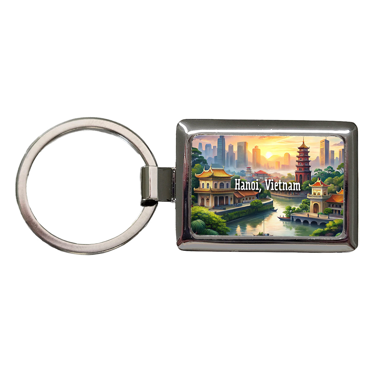 Hanoi, Vietnam Travel City Country Stamp Rectangle Metal Keychain