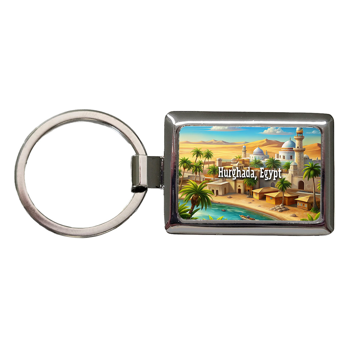 Hurghada, Egypt Travel City Country Stamp Rectangle Metal Keychain