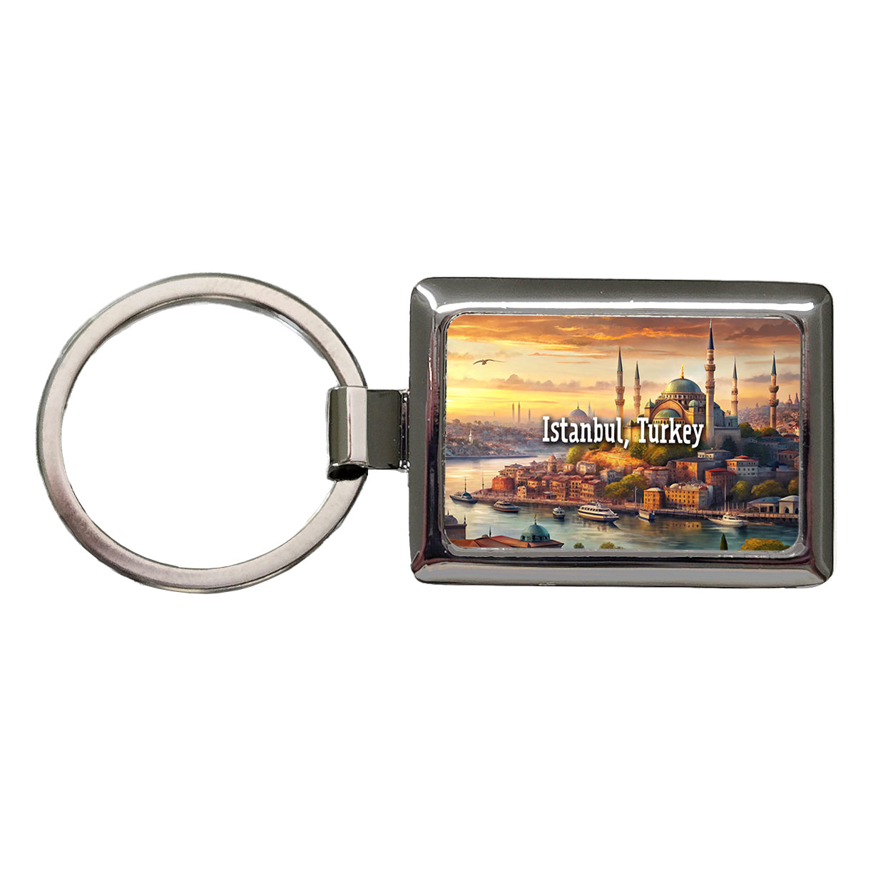 Istanbul, Turkey Travel City Country Stamp Rectangle Metal Keychain
