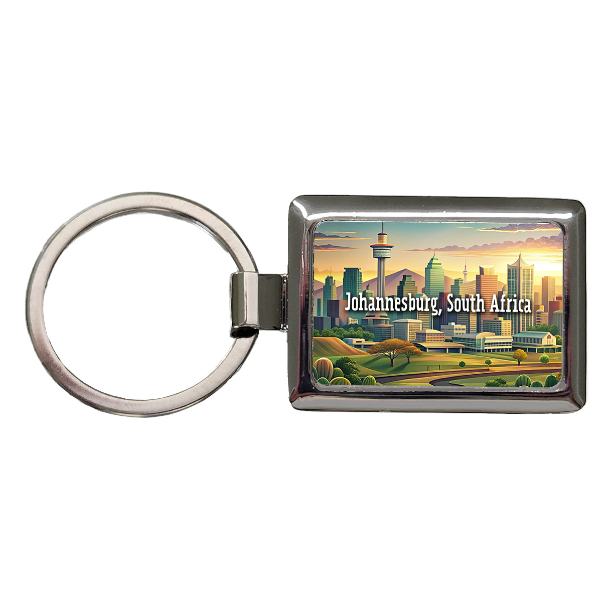 Johannesburg, South Africa Travel City Country Stamp Rectangle Metal Keychain