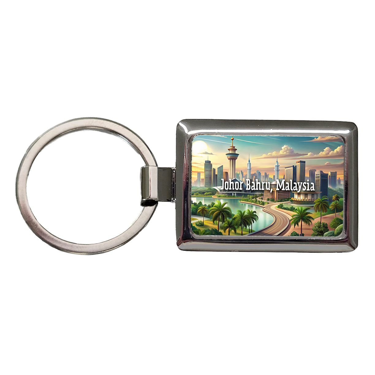 Johor Bahru, Malaysia Travel City Country Stamp Rectangle Metal Keychain