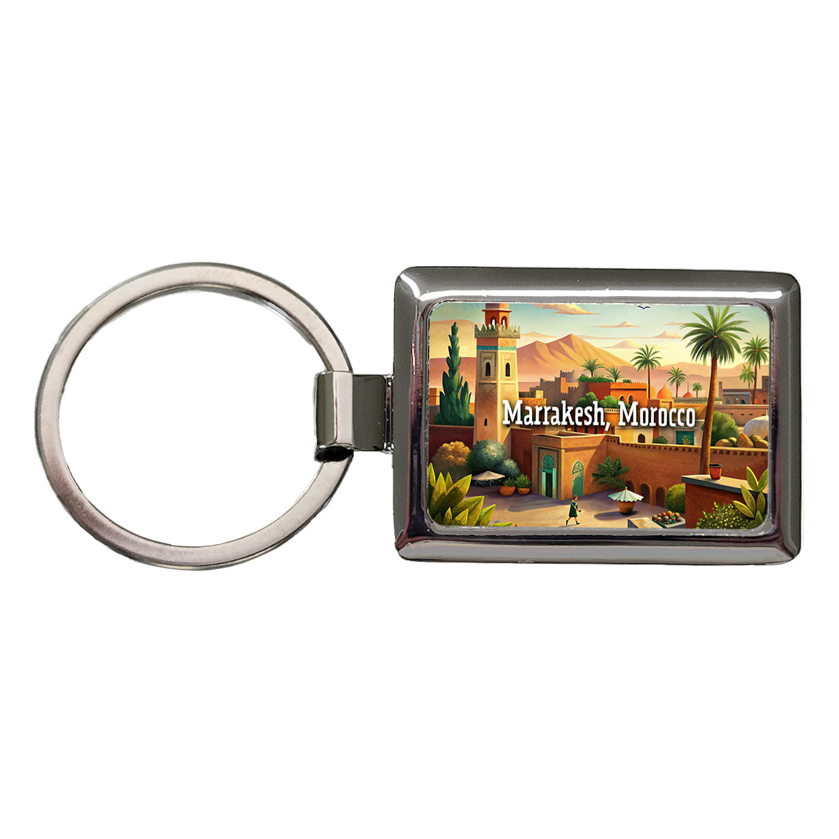 Marrakesh, Morocco Travel City Country Stamp Rectangle Metal Keychain