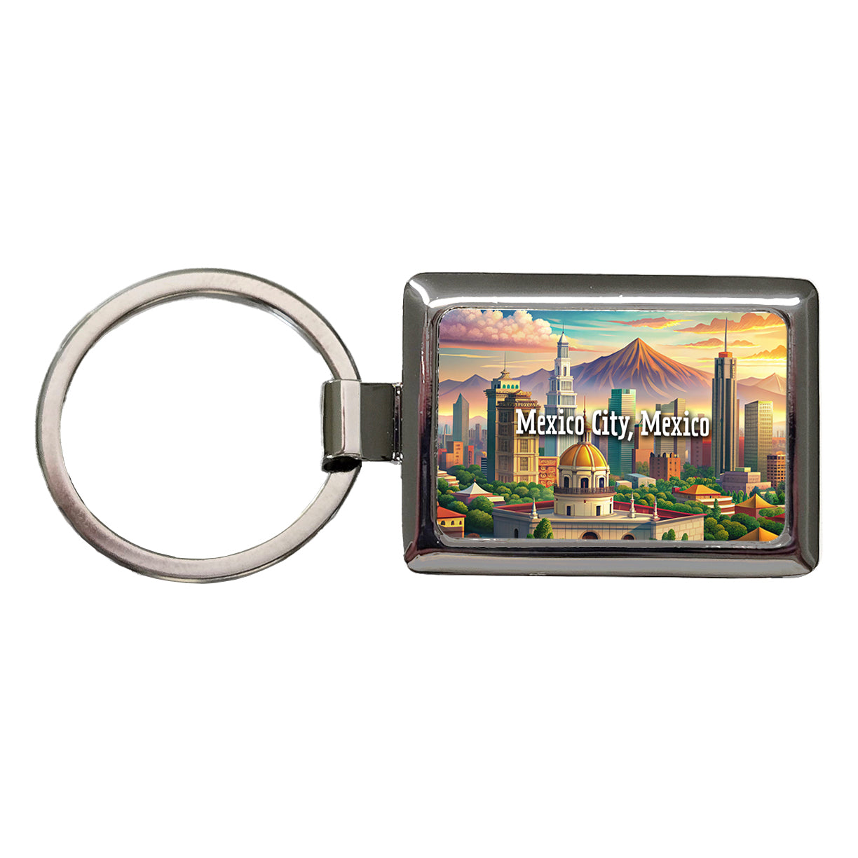 Mexico City, Mexico Travel City Country Stamp Rectangle Metal Keychain