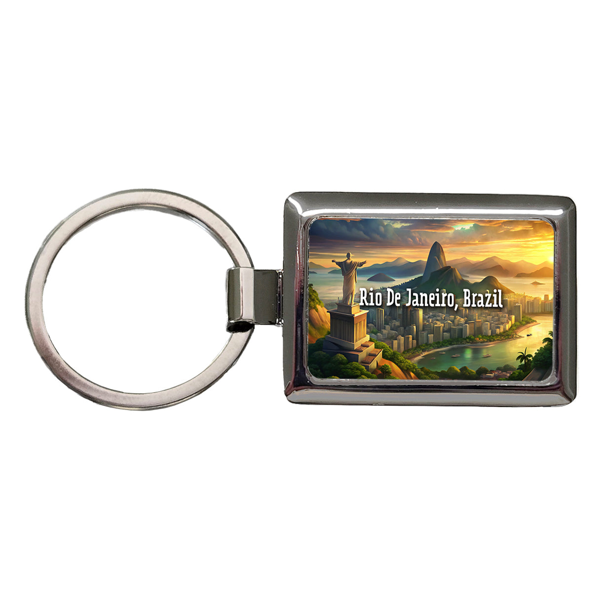 Rio De Janeiro, Brazil Travel City Country Stamp Rectangle Metal Keychain