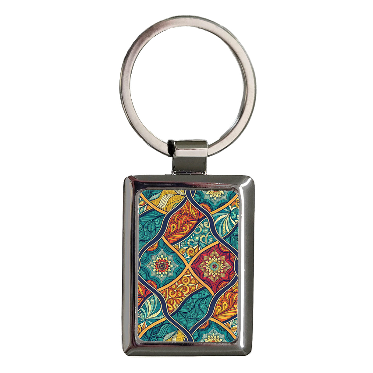 Abstract Blue Yellow Design Rectangle Metal Keychain
