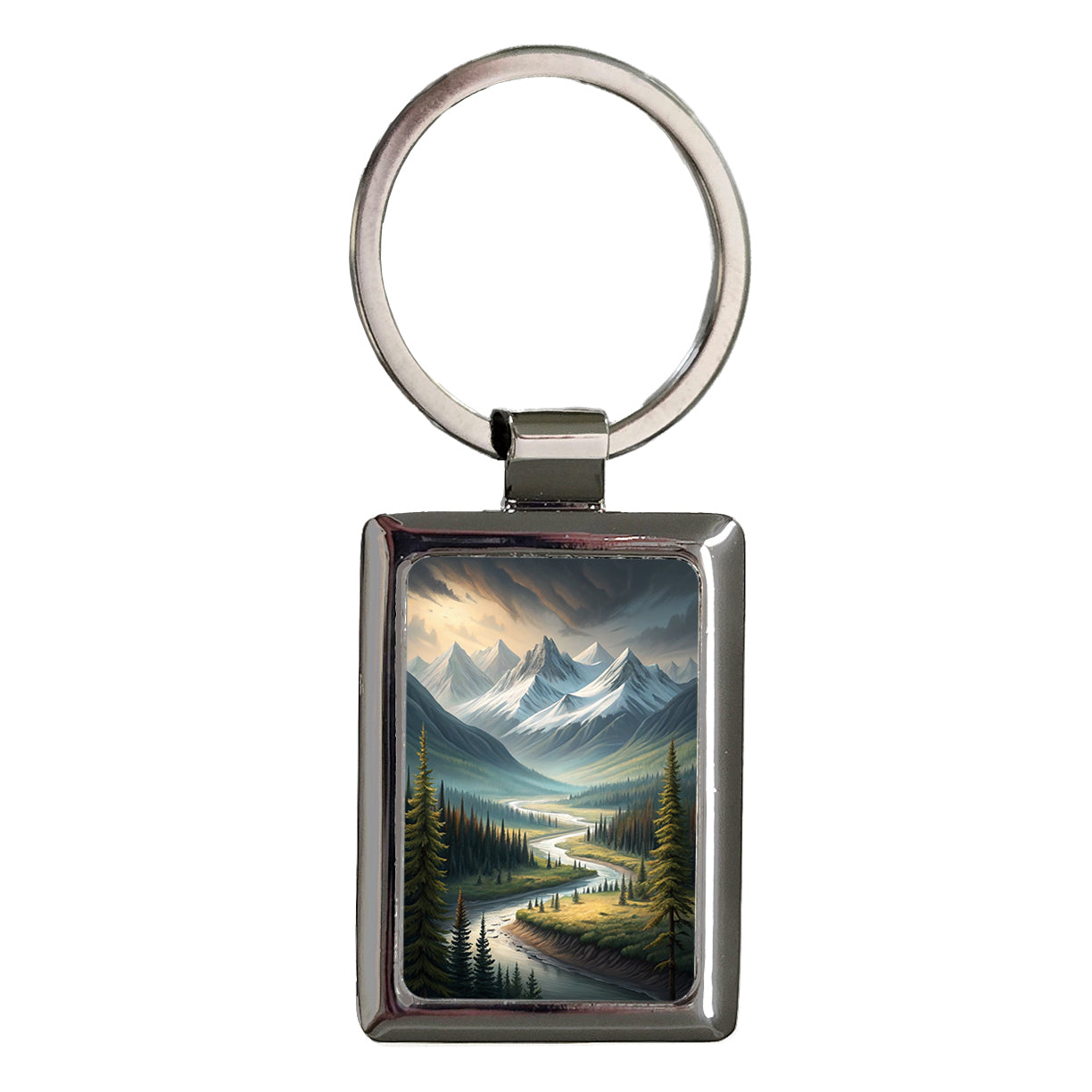 Alaska State Beautiful Scene Rectangle Metal Keychain