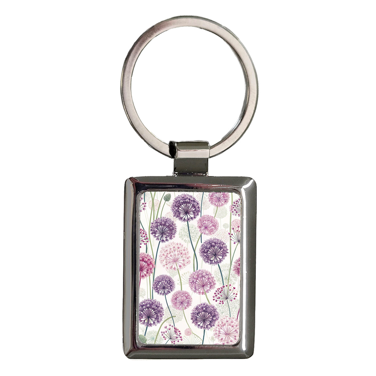 Allium Ornamental Onion Flowers Rectangle Metal Keychain