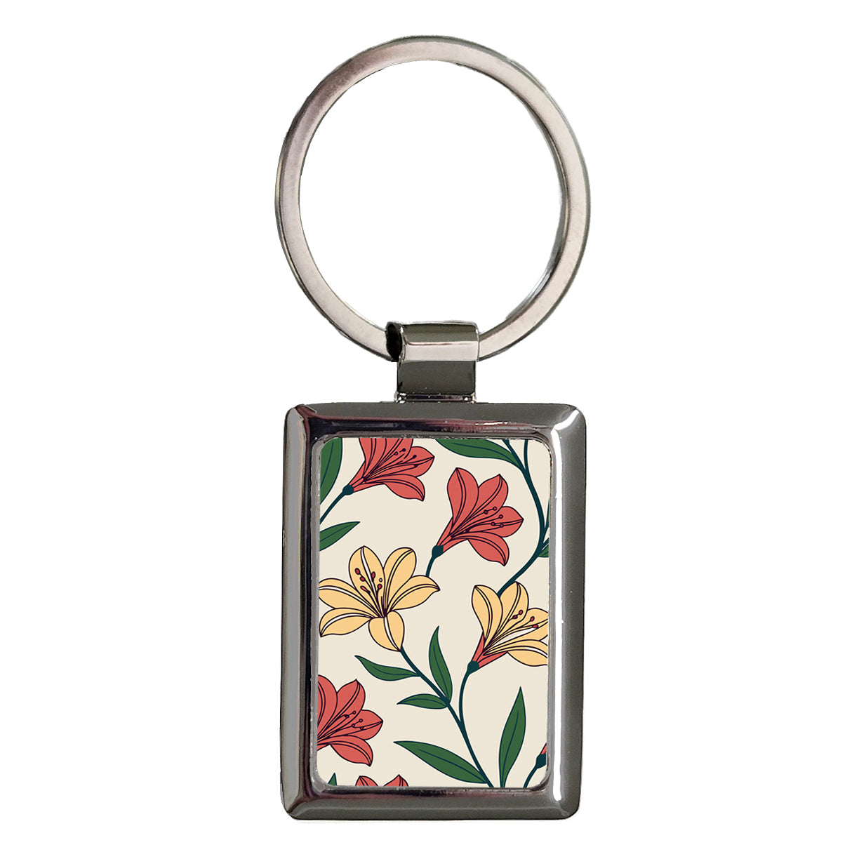 Alstroemeria Flowers Lily of the Incas Sketch Rectangle Metal Keychain