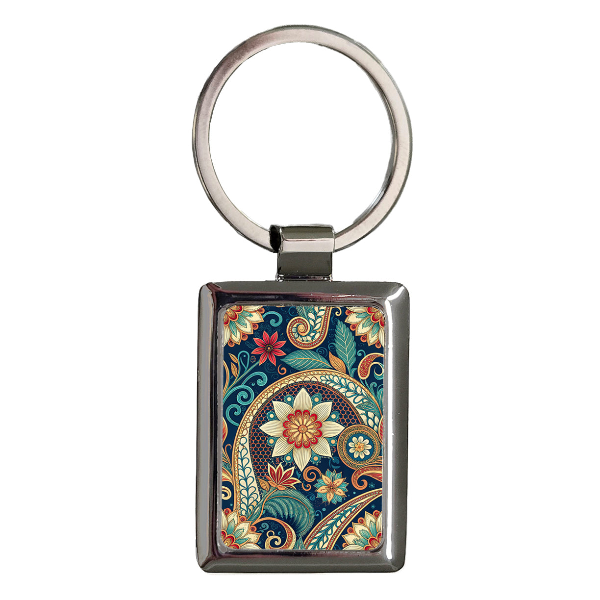 Batik Pretty Design Rectangle Metal Keychain