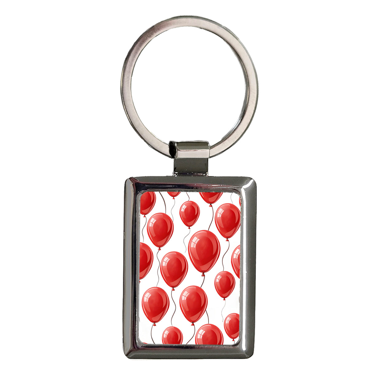 Birthday Balloons Red Rectangle Metal Keychain