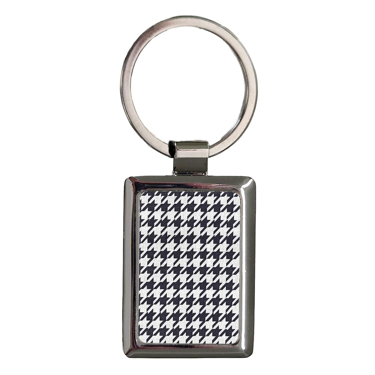 Black White Houndstooth Background Rectangle Metal Keychain