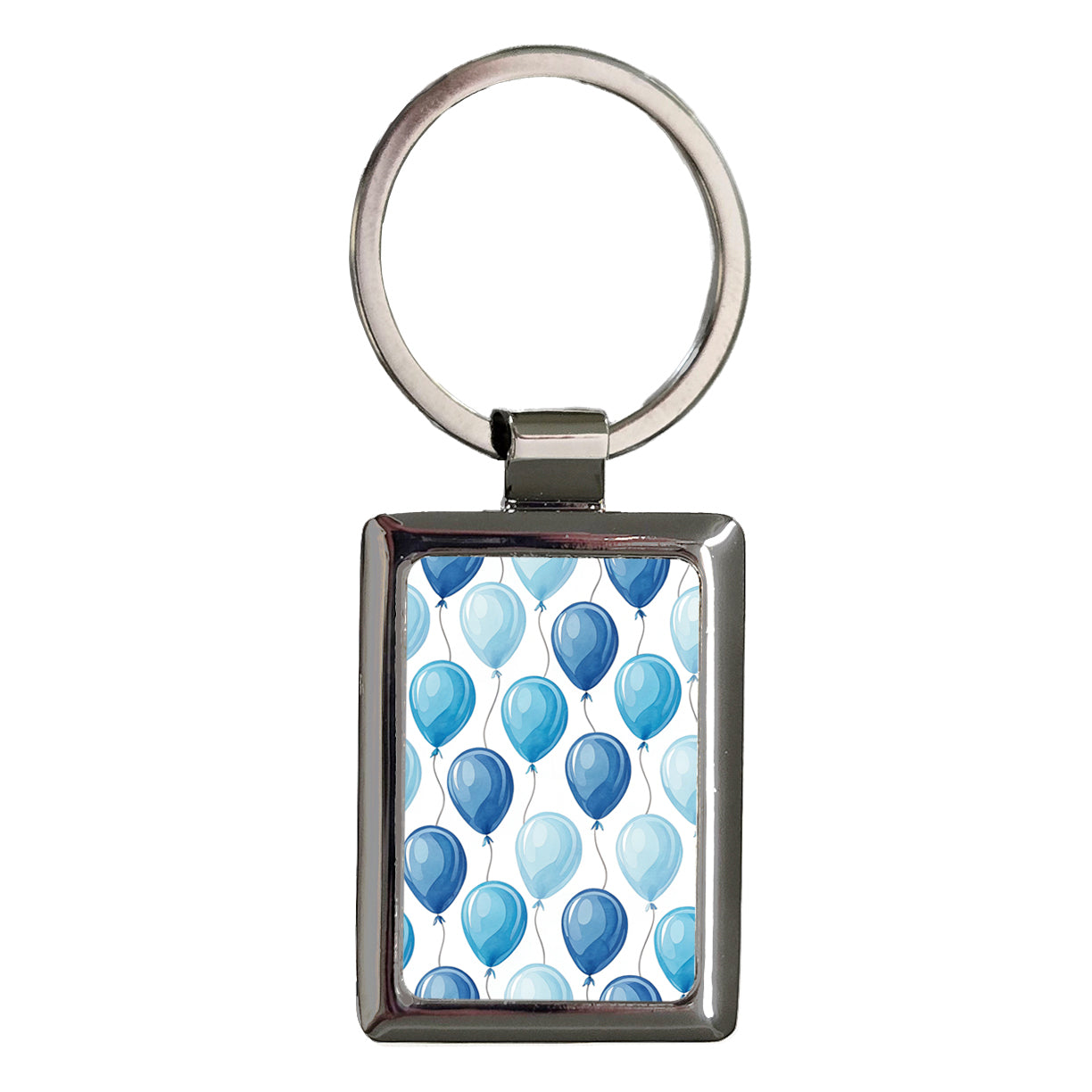 Blue Balloons Background Rectangle Metal Keychain