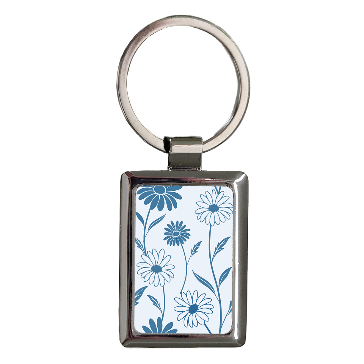 Blues Daisy Daisies Flowers Rectangle Metal Keychain