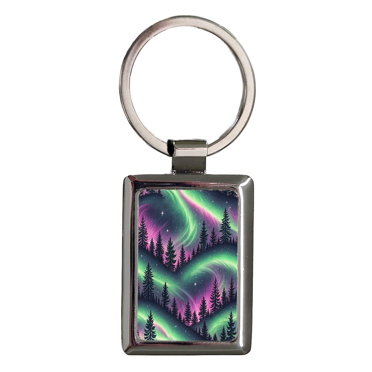 Borealis Aurora Colorful Northern Lights Background Rectangle Metal Keychain