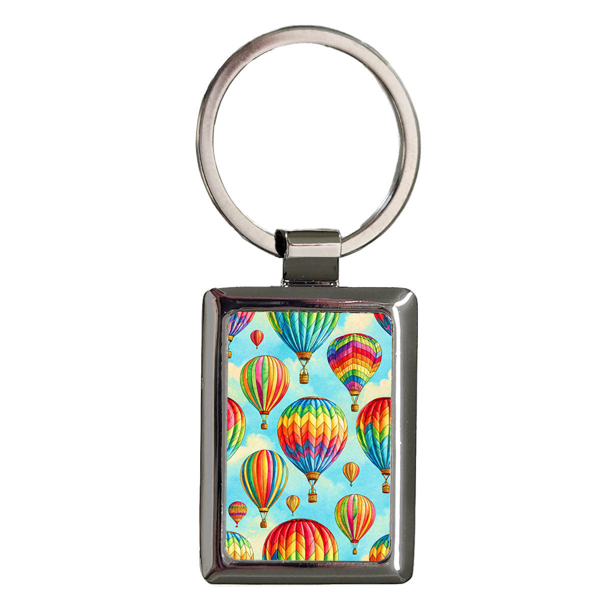 Bright Hot Air Balloons Rectangle Metal Keychain