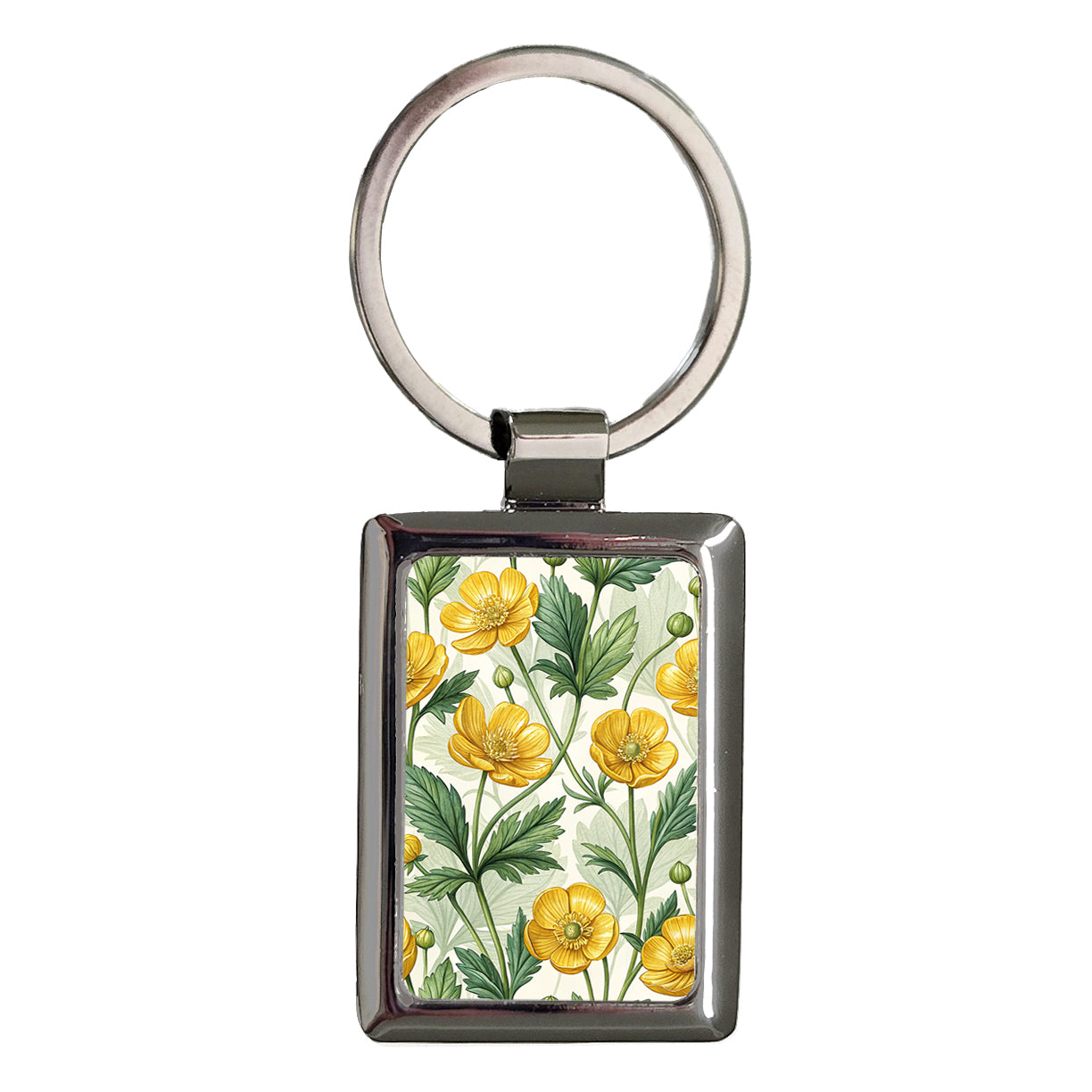 Buttercup Yellow Flowers Rectangle Metal Keychain