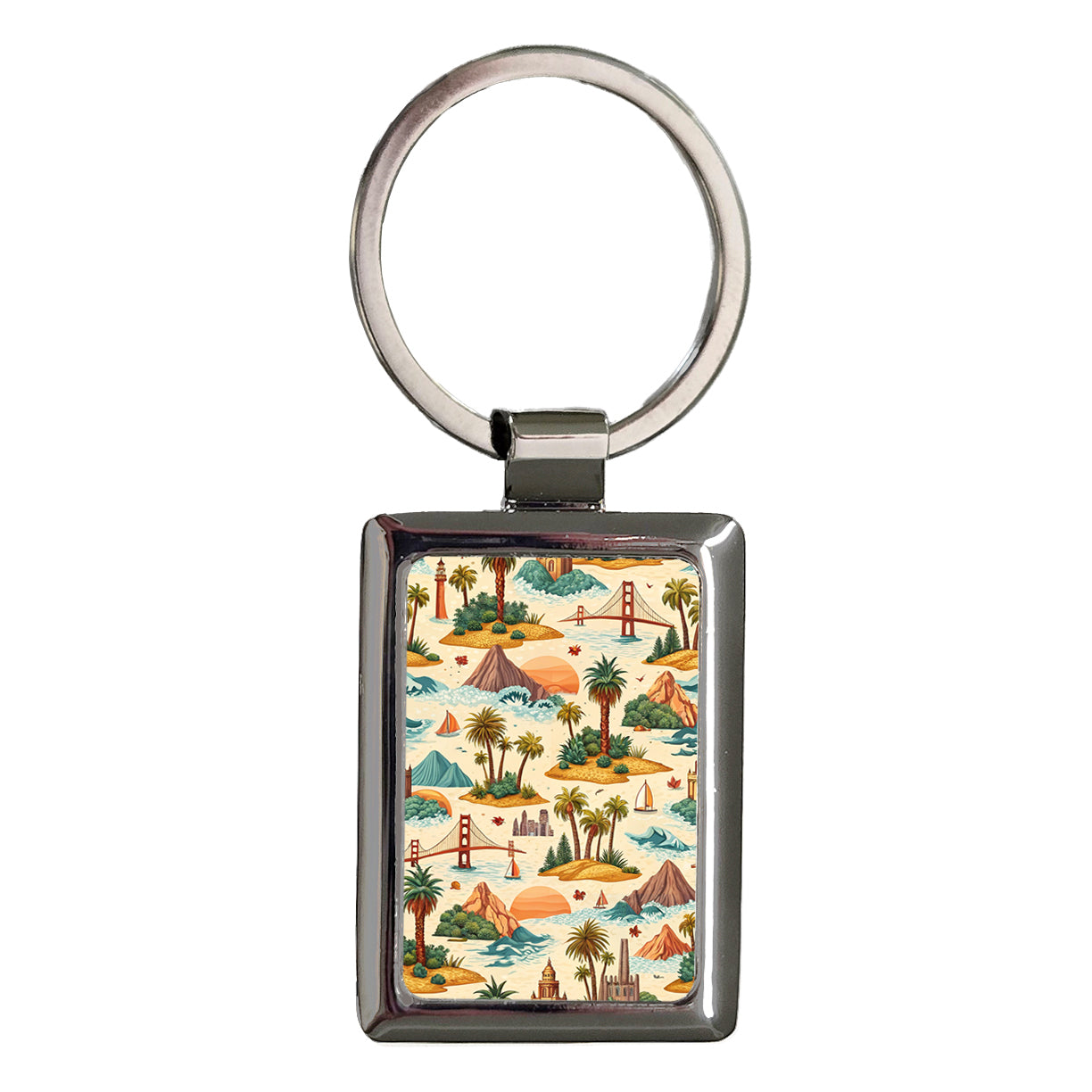 California Background San Francisco Southern Rectangle Metal Keychain